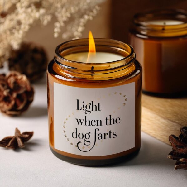Light When the Dog Farts, Amber Jar Scented Candles, 2 Sizes - Image 5