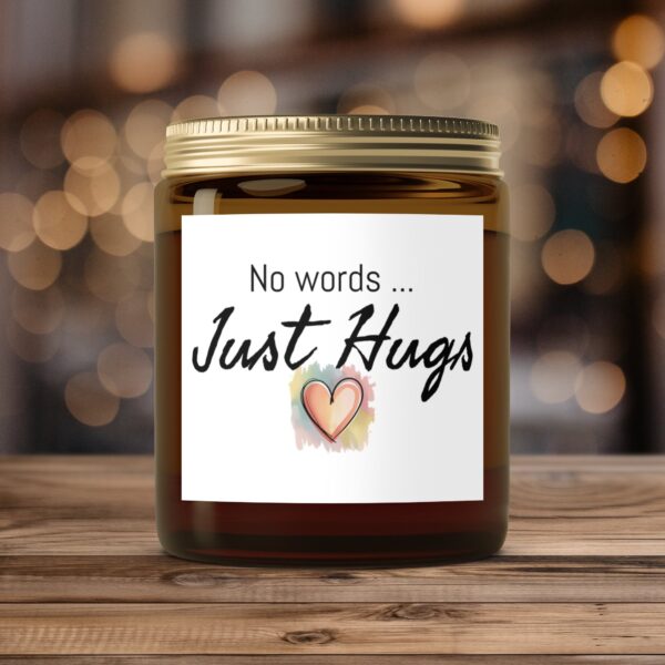 No Words Just Hugs Heart Design, Amber Jar Scented Candles, 2 Sizes