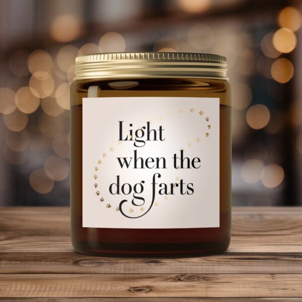 Light When the Dog Farts, Amber Jar Scented Candles, 2 Sizes
