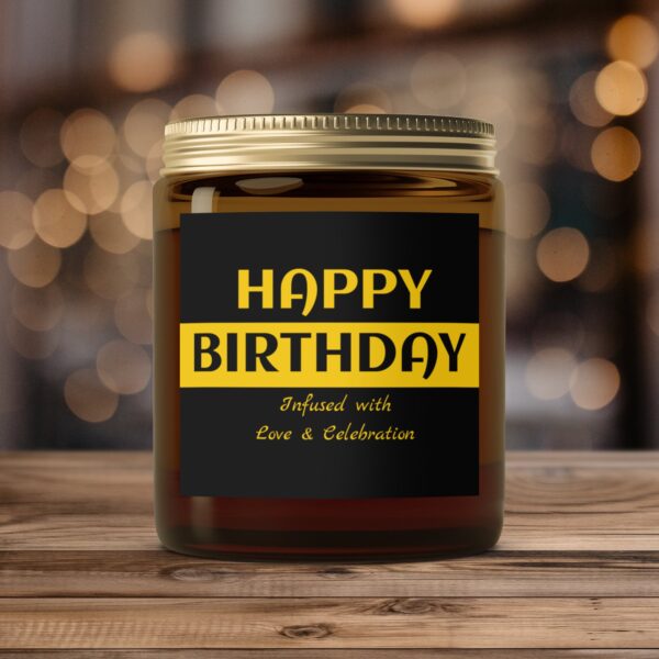 Luxurious Happy Birthday Infused, Amber Jar Scented Candles, 2 Sizes