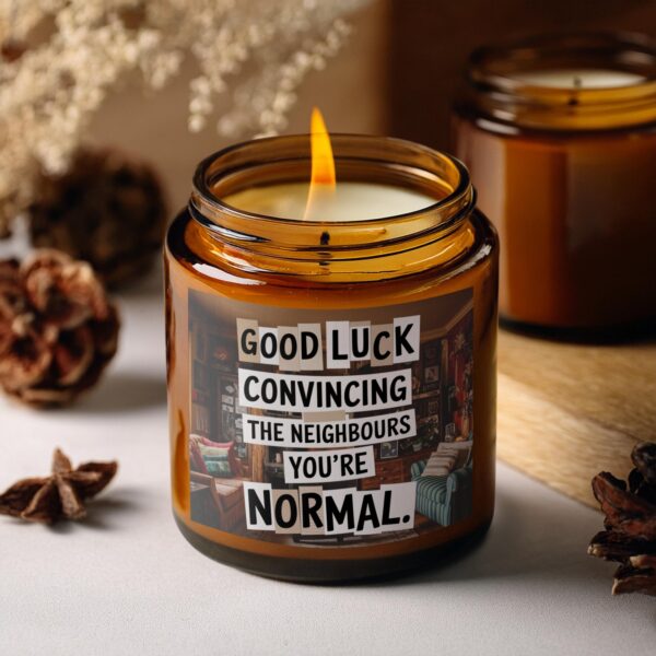 Good Luck Convincing The Neighbors You're Normal, Amber Jar Scented Candles, 2 Sizes - Image 5