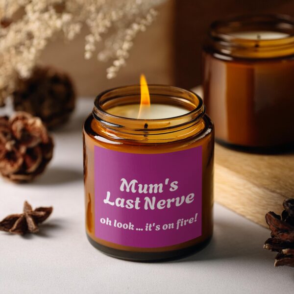Mum's Last Nerve Oh Look It's On Fire, Amber Jar Scented Candles, 2 Sizes - Image 2