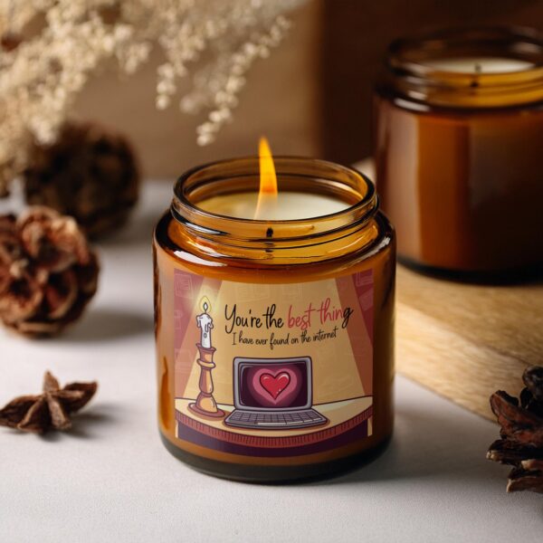 Heartwarming Love Quote Laptop Inspired, Amber Jar Scented Candles, 2 Sizes - Image 2