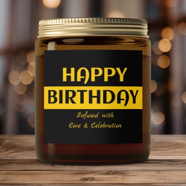 Luxurious Happy Birthday Infused, Amber Jar Scented Candles, 2 Sizes - Image 4