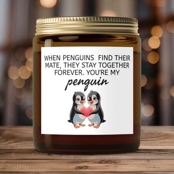 Penguins Stay Together Forever, Amber Jar Scented Candles, 2 Sizes - Image 4