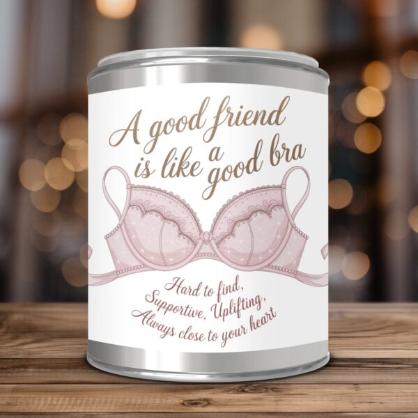 A Good Friend Is Like a Good Bra, Friendship Gift, Paint Can Scented Candles, 2 Sizes - Image 3