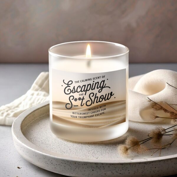 The Calming Scent of Escaping the S**t Show Frosted Glass Scented Candle - Image 2