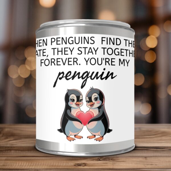 Penguins Holding Heart Paint Can Scented Candles, 2 Sizes - Image 3
