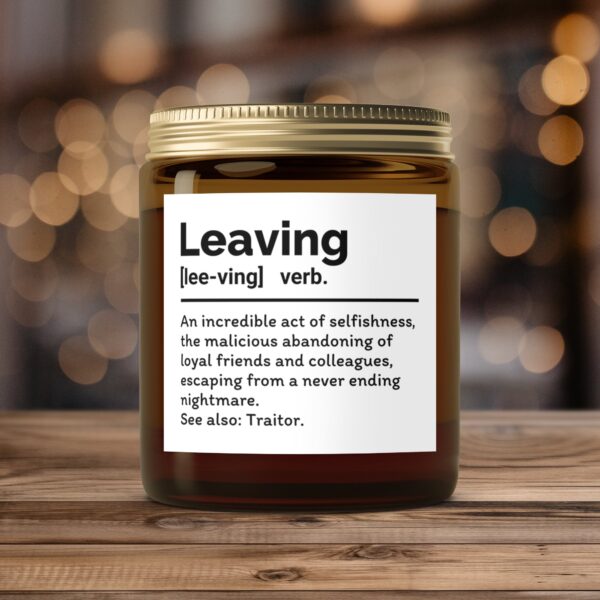 An Act of Selfishness Leaving Definition, Amber Jar Scented Candles, 2 Sizes