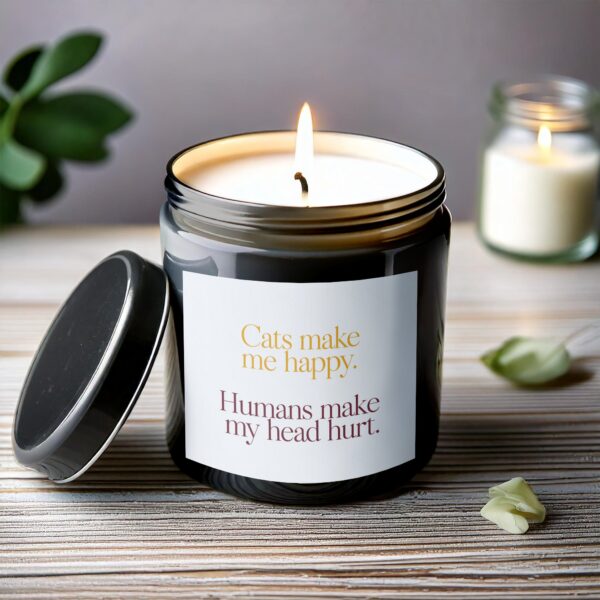 Cats Make Me Happy Quote Candle, Funny Cat Lover Scented Candle, Humor Candle Gift, Handmade Gift Candle, Pet Lover Candle - Image 6