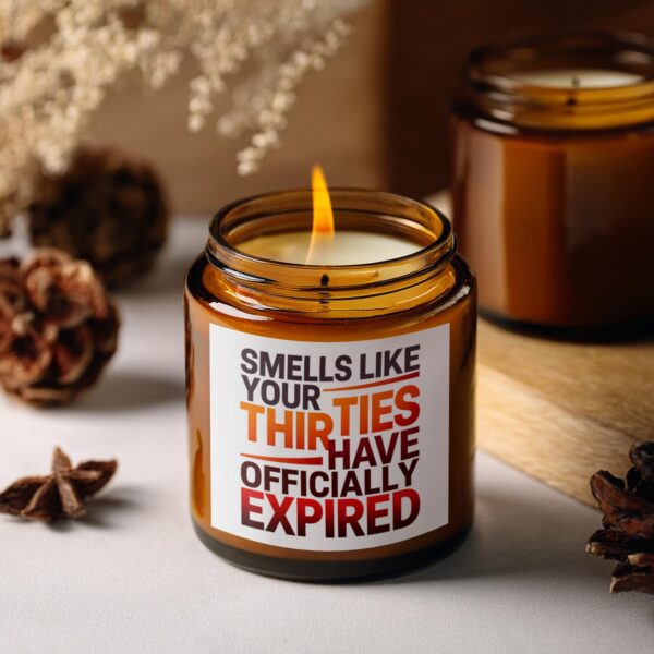 Celebrate Thirties Expiry with Unique, Amber Jar Scented Candles, 2 Sizes - Image 2