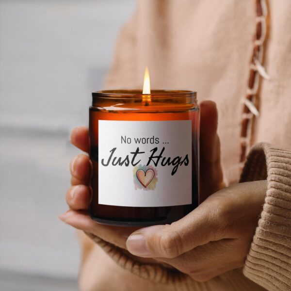 No Words Just Hugs Heart Design, Amber Jar Scented Candles, 2 Sizes - Image 3