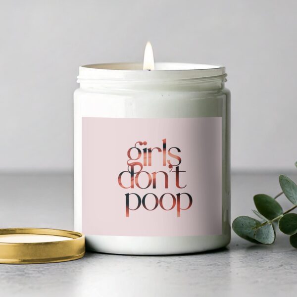 Girls Don't Poop Scented Candle, Funny Home Decor, Cute Candles for Gifts, Quirky Candle for Bathroom - Image 2
