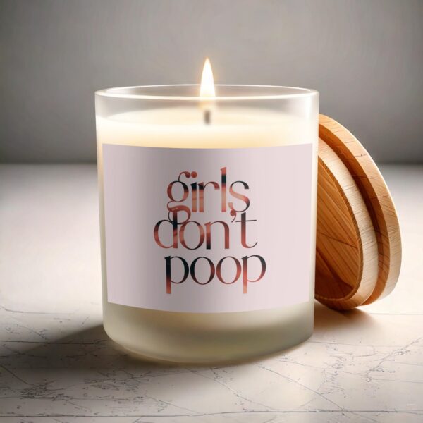 Funny Girls Don't Poop Quote Frosted Glass Scented Candle - Image 3