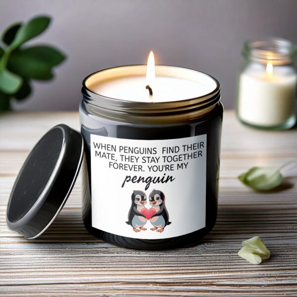 Cute Penguin Couple Scented Candle, Romantic Scented Candle, Anniversary Gift, Couple's Candle - Image 6