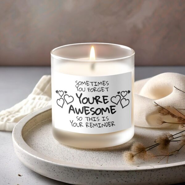 Unique Design, You're Awesome, Frosted Glass Scented Candle - Image 2