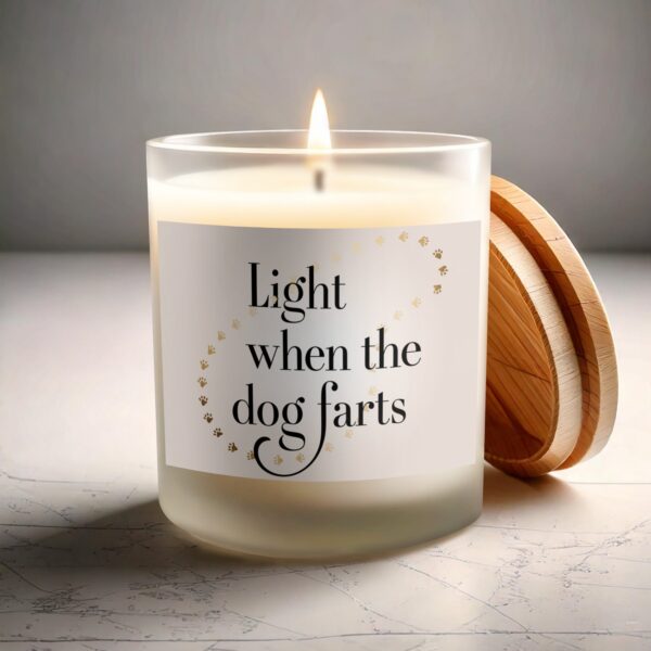 Light When the Dog Farts Frosted Glass Scented Candle - Image 3