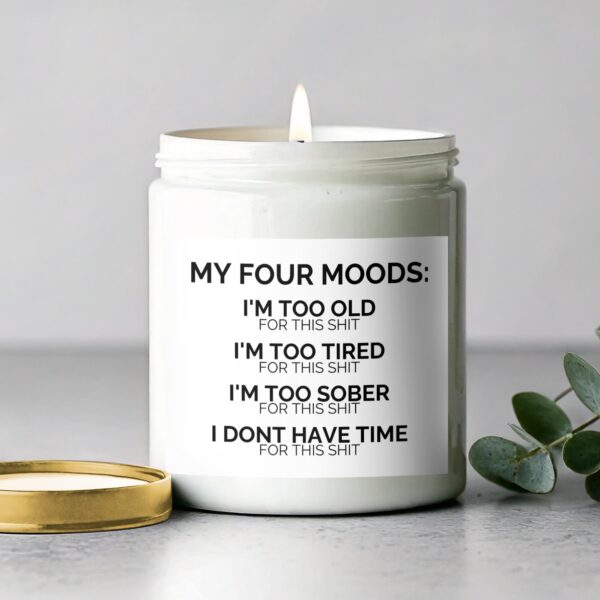 Funny Scented Candle, Four Moods Candle, I'm Too Old, I'm Too Tired, I'm Too Sober, Unique Gift Idea - Image 2