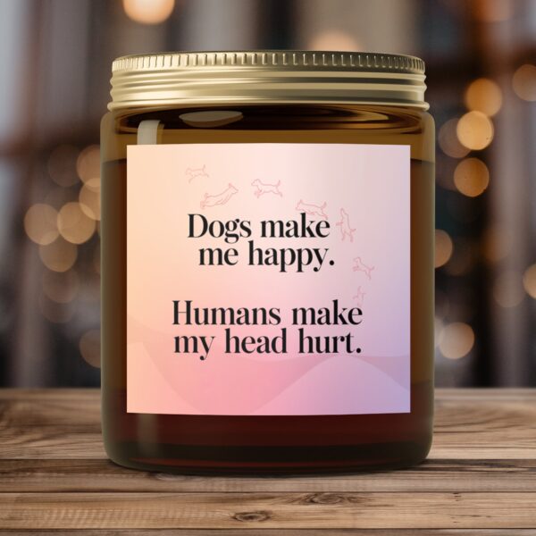 Dogs Make Me Happy Quote, Amber Jar Scented Candles, 2 Sizes - Image 4