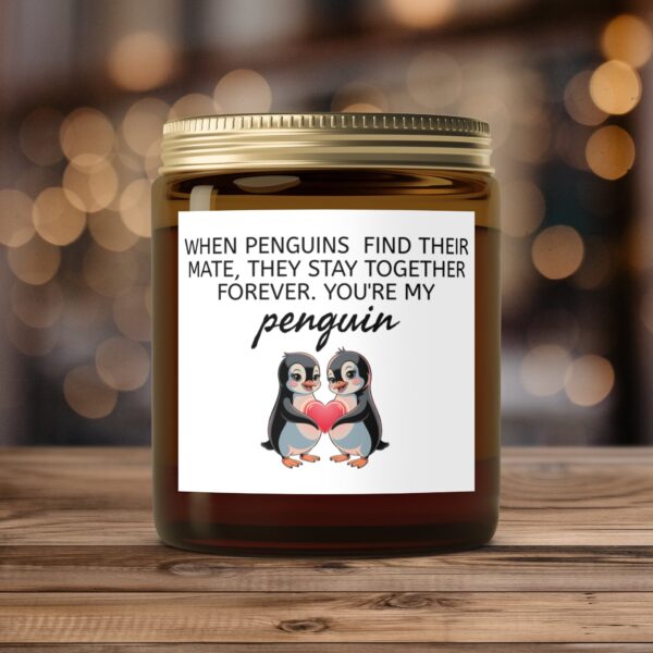Penguins Stay Together Forever, Amber Jar Scented Candles, 2 Sizes