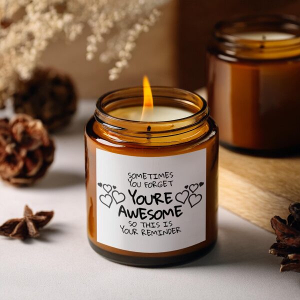 Sometimes You Forget Your Awesome, Amber Jar Scented Candles, 2 Sizes - Image 2