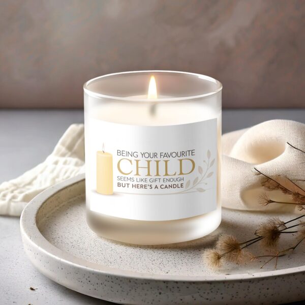 Being Your Favorite Child Funny Frosted Glass Scented Candle - Image 2