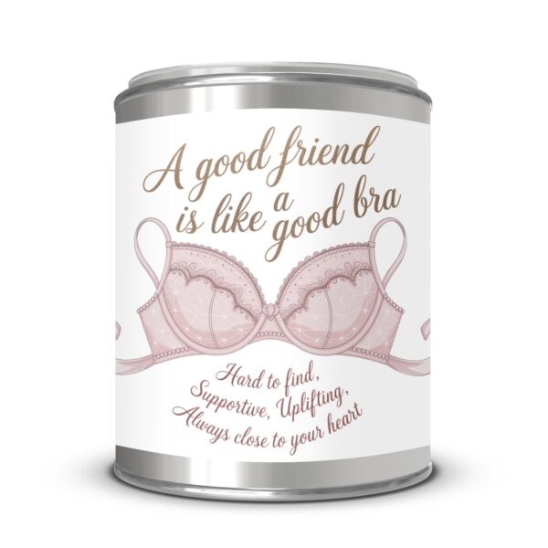 A Good Friend Is Like a Good Bra, Friendship Gift, Paint Can Scented Candles, 2 Sizes - Image 4