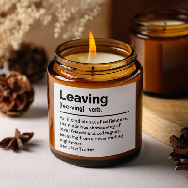 An Act of Selfishness Leaving Definition, Amber Jar Scented Candles, 2 Sizes - Image 5