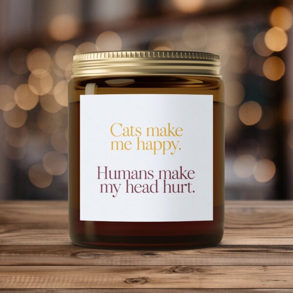 Quirky Quote Cats Make Me Happy, Amber Jar Scented Candles, 2 Sizes