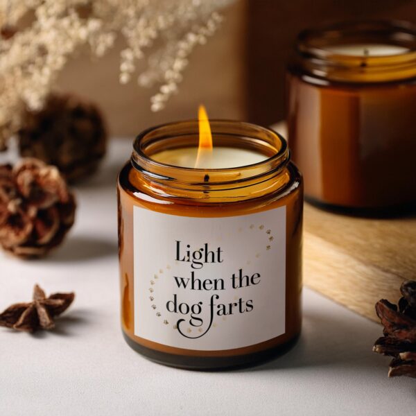 Light When the Dog Farts, Amber Jar Scented Candles, 2 Sizes - Image 2