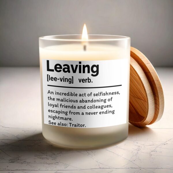 Funny Leaving - Definition, Frosted Glass 11oz Scented Candle - Image 3