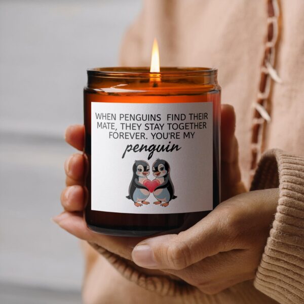 Penguins Stay Together Forever, Amber Jar Scented Candles, 2 Sizes - Image 6