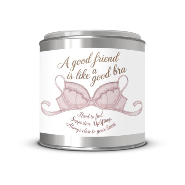 A Good Friend Is Like a Good Bra, Friendship Gift, Paint Can Scented Candles, 2 Sizes - Image 2