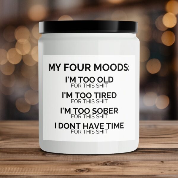 Funny Scented Candle, Four Moods Candle, I'm Too Old, I'm Too Tired, I'm Too Sober, Unique Gift Idea