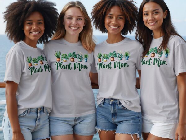Plant Mom With Various Potted Plants Graphic Design T-Shirts - Image 5