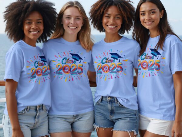 Class of 2025 Graduation Cap Celebration Design T-Shirts - Image 3