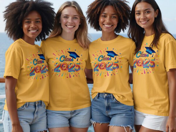 Class of 2025 Graduation Cap Celebration Design T-Shirts - Image 4