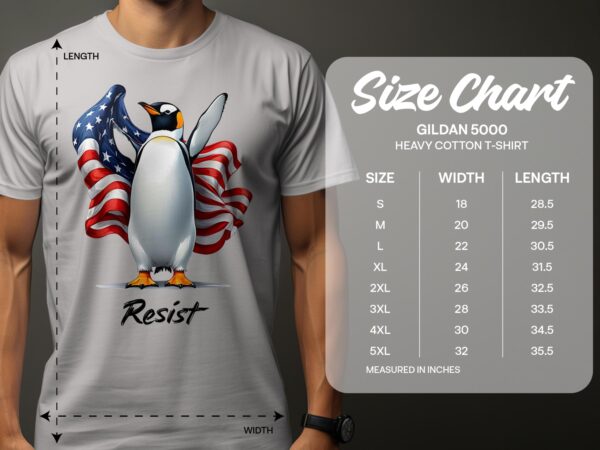 Penguin American Flag Patriotic Resist Slogan Design T-Shirts - Image 10