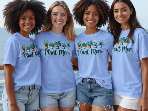 Plant Mom With Various Potted Plants Graphic Design T-Shirts - Image 3