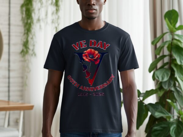 VE Day 80th Anniversary 1945 - 2025 Floral Tribute T-Shirts - Image 2