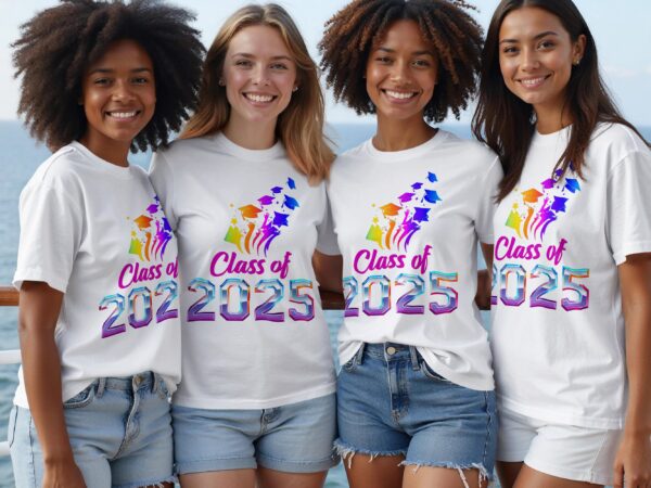 Class Of 2025 Graduation Caps Celebration Event T-Shirts - Image 6