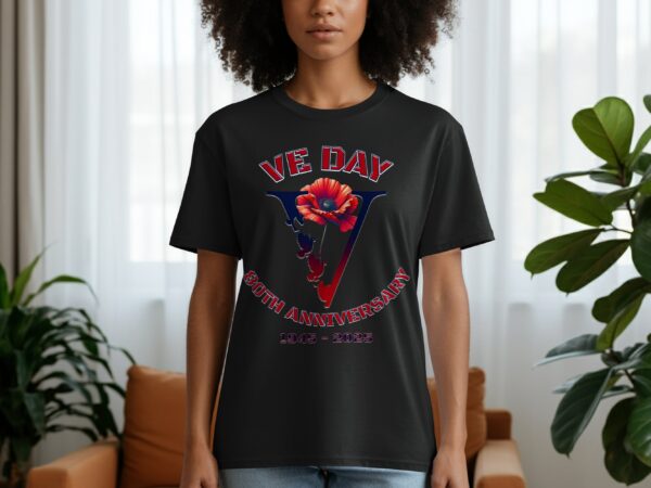 VE Day 80th Anniversary 1945 - 2025 Floral Tribute T-Shirts - Image 9