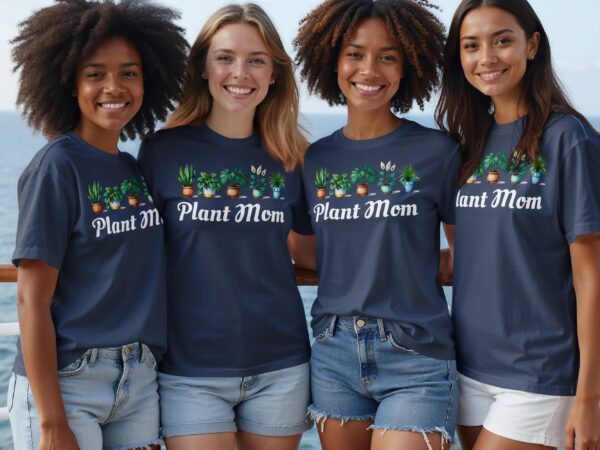 Plant Mom With Various Potted Plants Graphic Design T-Shirts - Image 13