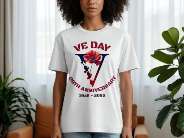 VE Day 80th Anniversary 1945 - 2025 Floral Tribute T-Shirts