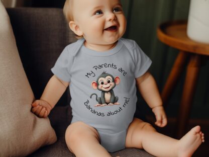 Monkey Bodysuit, Parents are Bananas, Baby Bodysuits, Cute Animal Bodysuits, New Baby Gift, Funny Baby Bodysuit - Image 7