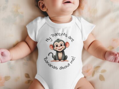 Monkey Bodysuit, Parents are Bananas, Baby Bodysuits, Cute Animal Bodysuits, New Baby Gift, Funny Baby Bodysuit - Image 11