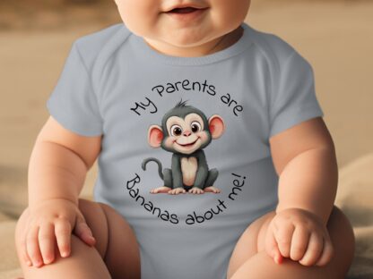 Monkey Bodysuit, Parents are Bananas, Baby Bodysuits, Cute Animal Bodysuits, New Baby Gift, Funny Baby Bodysuit - Image 13