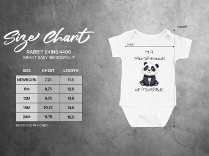 Baby Bodysuit Panda Size Chart