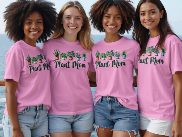 Plant Mom With Various Potted Plants Graphic Design T-Shirts