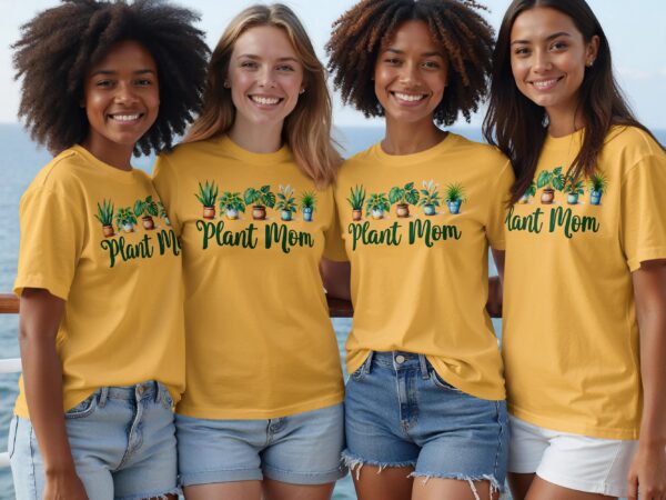 Plant Mom With Various Potted Plants Graphic Design T-Shirts - Image 4
